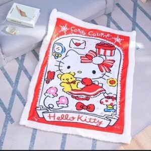 Sanrio Hello Kitty Red and White  Small Sherpa, Minky Blanket Throw